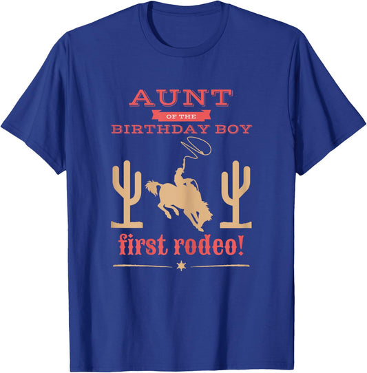 Aunt First Rodeo 1st Birthday Cowboy Family Matching T-Shirt - T-Shirt | Royal