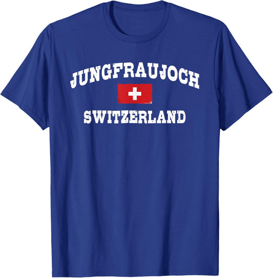 Jungfraujoch Switzerland - Swiss Flag T-Shirt - T-Shirt | Royal