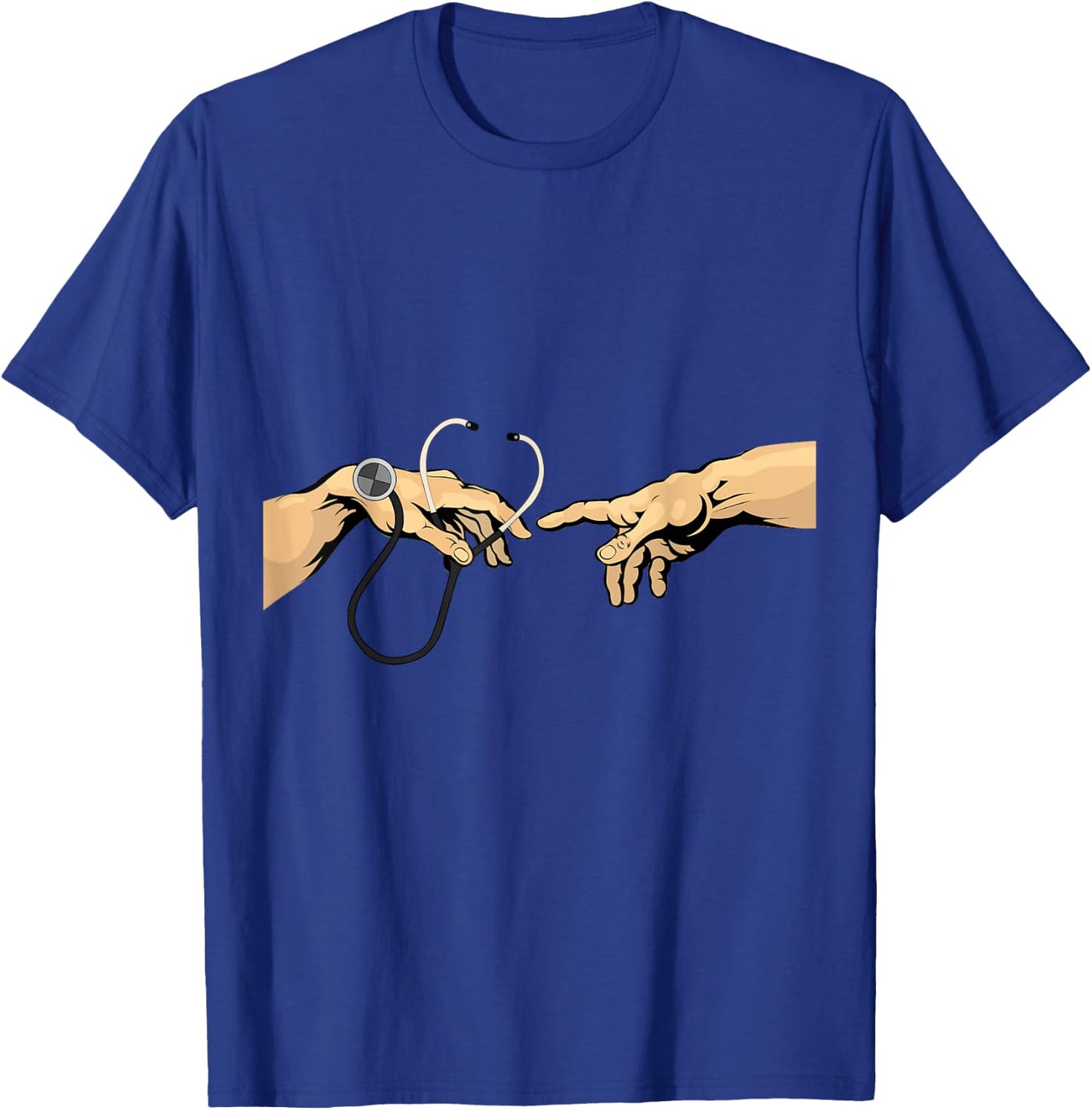 Creation of Adam Michelangelo Doctor Hospital stethoscope T-Shirt - T-Shirt | Royal