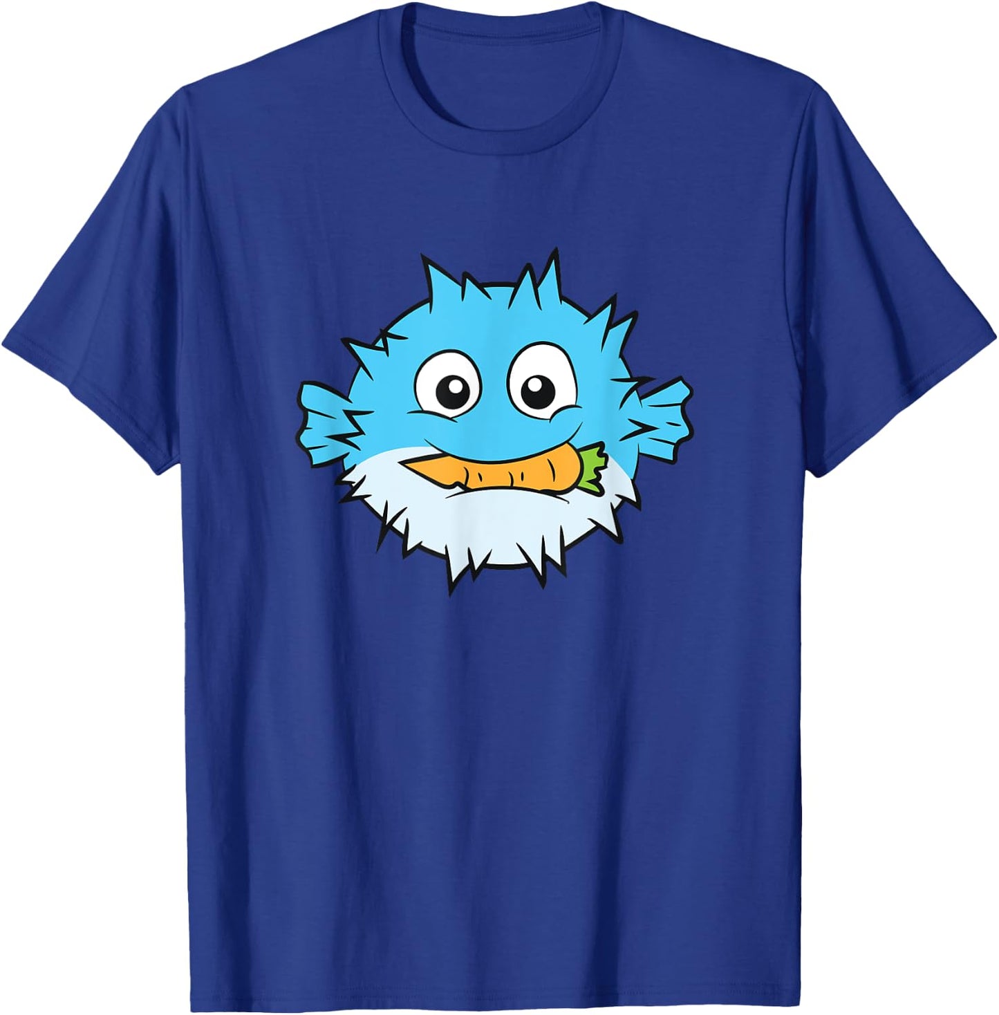 Funny Pufferfish Eating Carrot Meme Blowfish Meme T-Shirt - T-Shirt | Royal