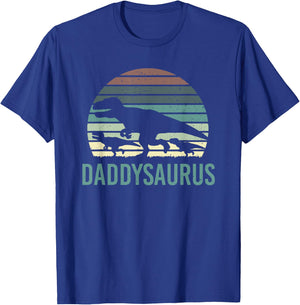 Daddysaurus Fathersday Dad Papa Family Dinosaurs Vintage T-Shirt - T-Shirt | Royal