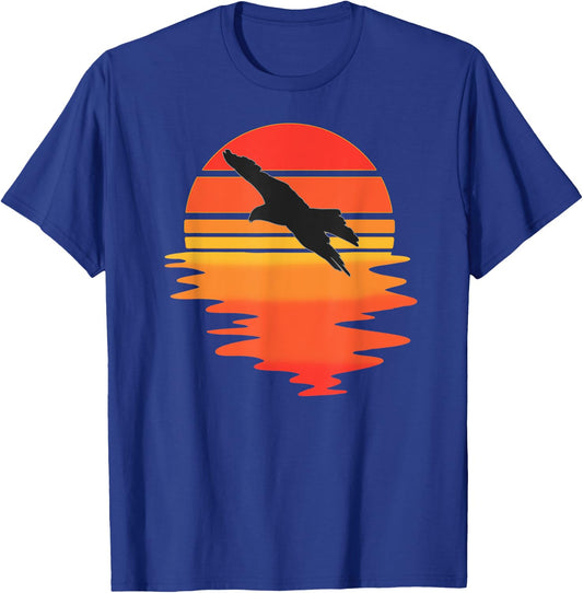 Retro Eagle - Cool Water Sunset large Bird Lovers T-Shirt - T-Shirt | Royal