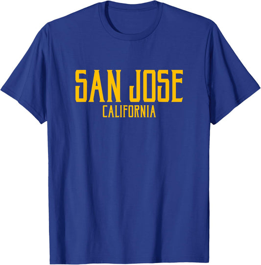 San Jose California Text Amber Print T-Shirt - T-Shirt | Royal