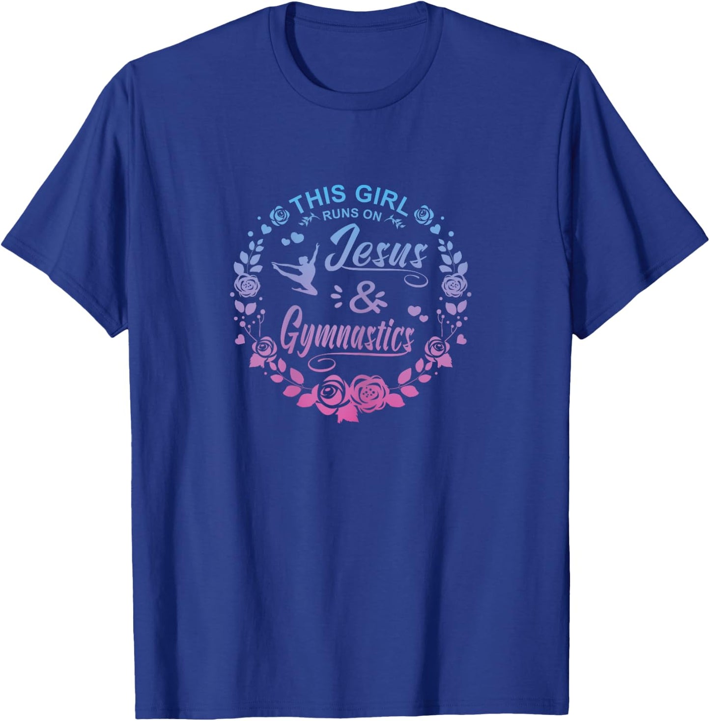 This Girl Runs On Jesus And Gymnastics Christian T-Shirt - T-Shirt | Royal