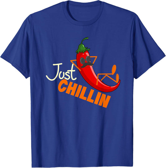 Funny Just Chillin Chili Pepper For Spicy Food Lovers T-Shirt - T-Shirt | Royal