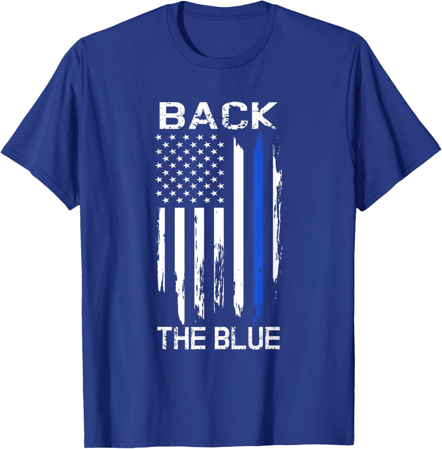 Thin Blue Line Back the Blue American Flag Police Support T-Shirt - T-Shirt | Royal