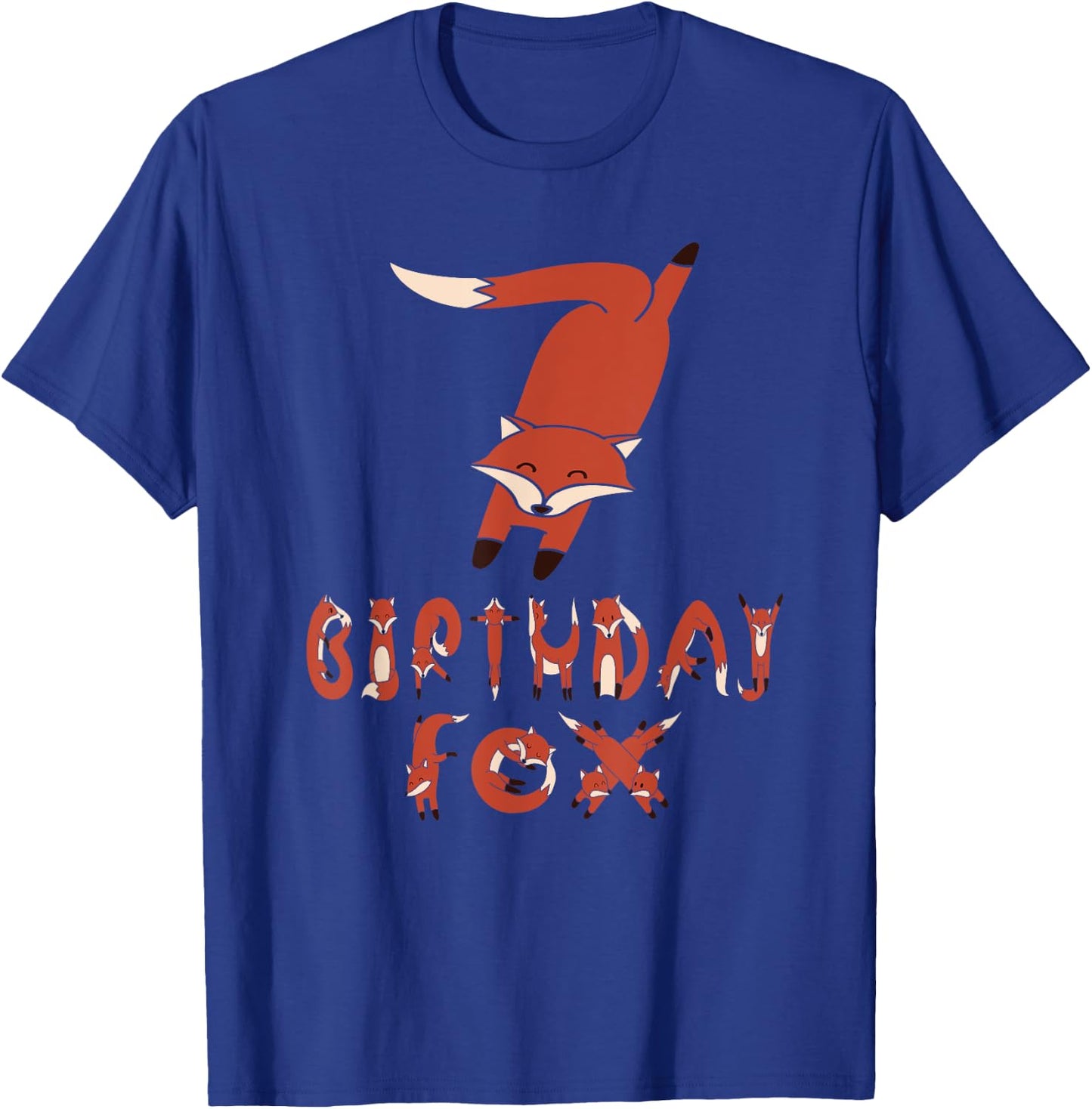 7th Birthday Fox Lover 7 Years Old Boys And Girls Party T-Shirt - T-Shirt | Royal