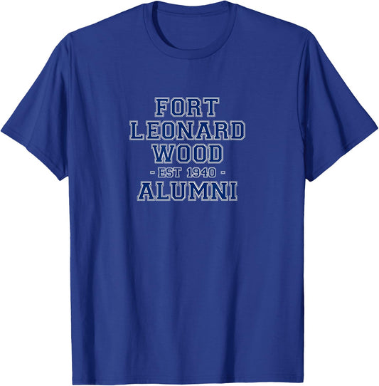 Fort Leonard Wood Alumni College Themed Army Veteran Gift T-Shirt - T-Shirt | Royal