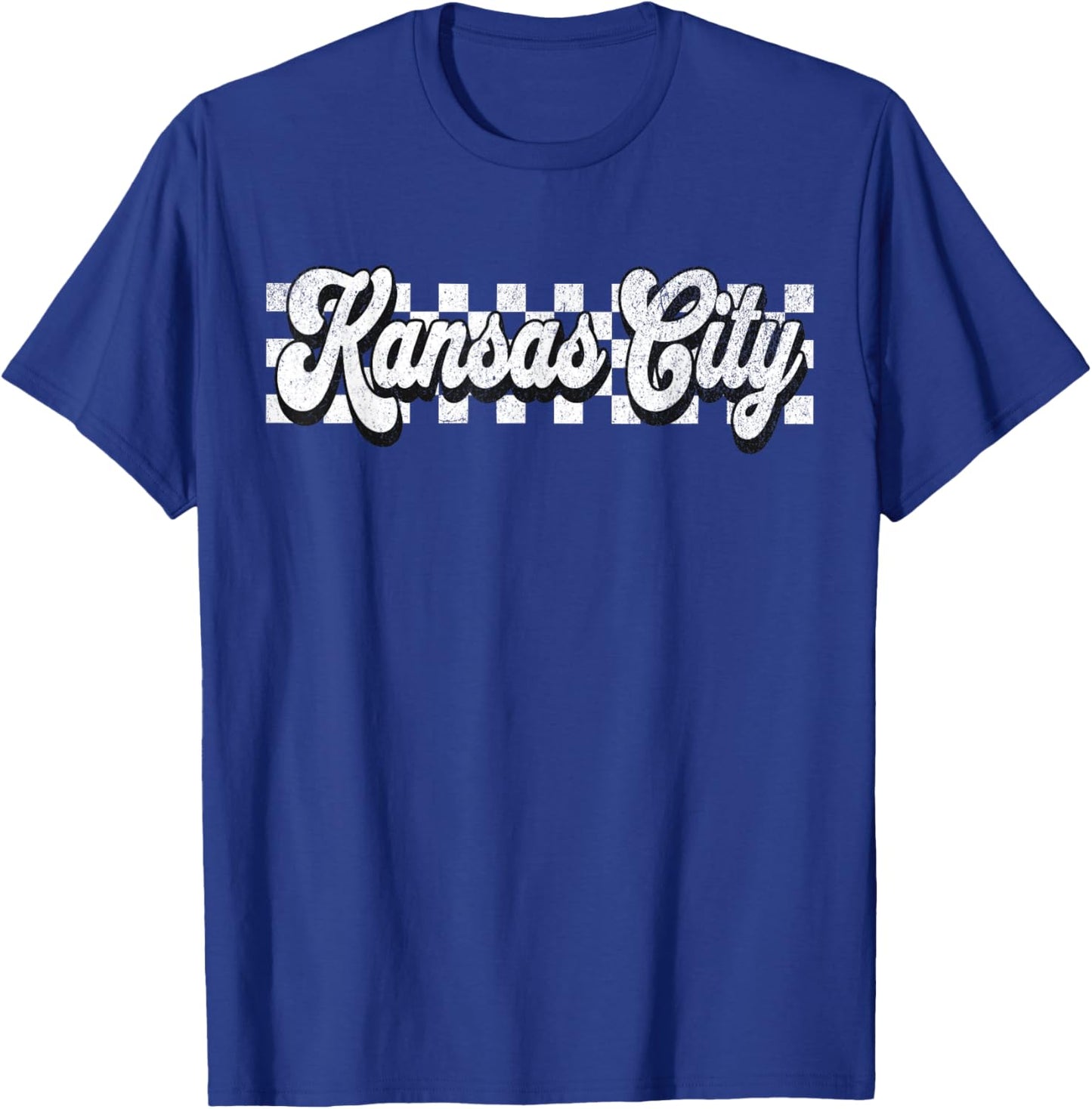 Vintage Kansas City Checkered Flag Retro Kansas City T-Shirt - T-Shirt | Royal