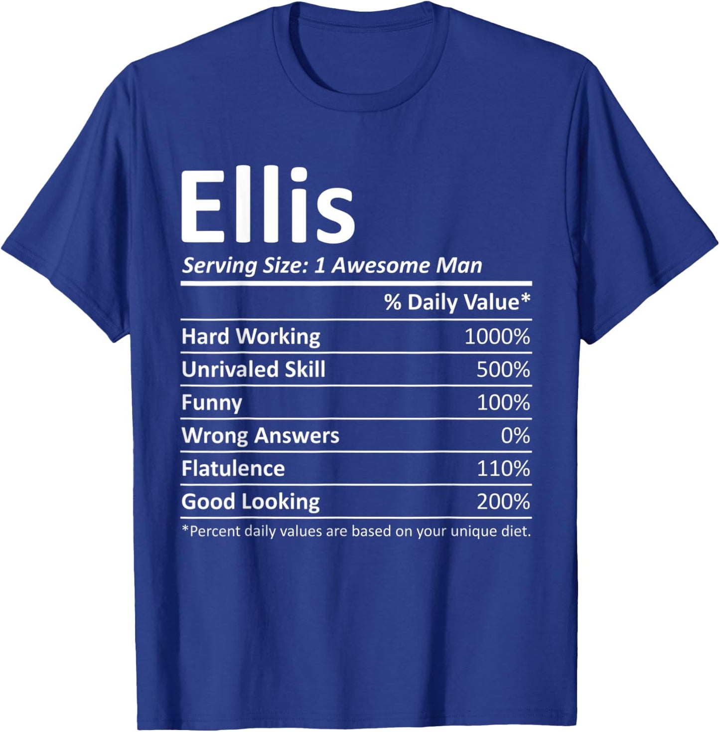 ELLIS Nutrition Funny Birthday Personalized Name Gift T-Shirt - T-Shirt | Royal