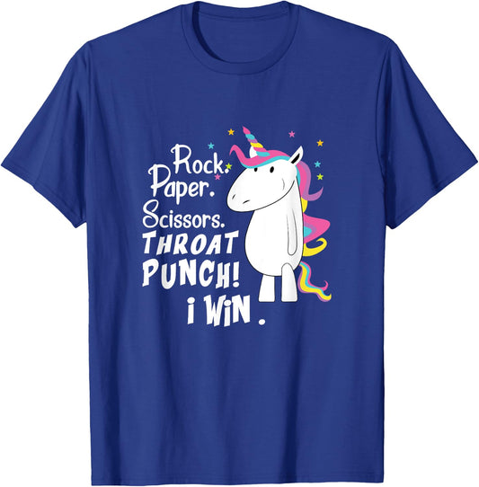 Rock Paper Scissors Throat Punch I Win Unicorn Outfit T-Shirt - T-Shirt | Royal