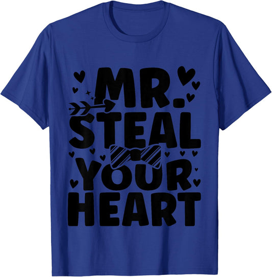 Kids Boys Valentine Shirt Mr Steal Your Heart For Boys Toddlers T-Shirt - T-Shirt | Royal