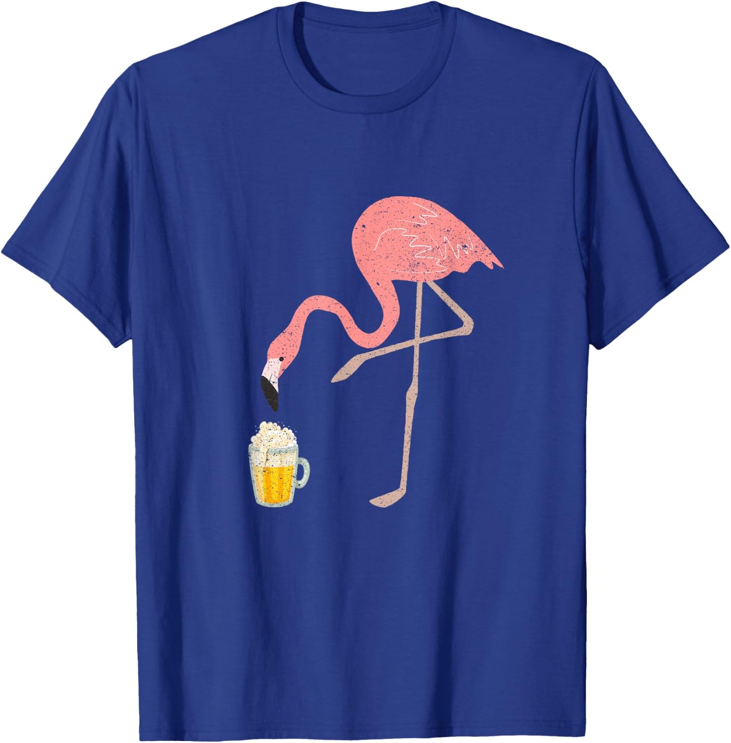 Flamingo Drinking Beer Drinking Party Vintage Beer Drinker T-Shirt - T-Shirt | Royal