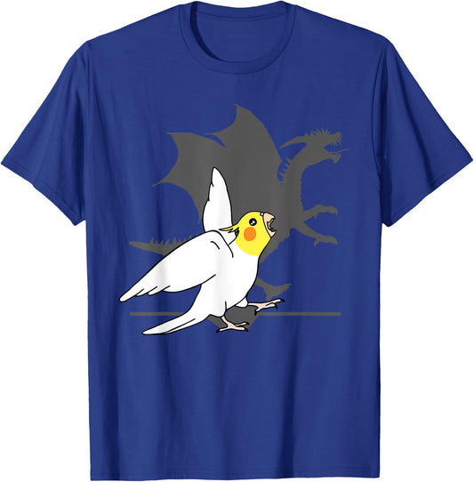 Lutino Cockatiel Dragon Shadow, Dragon Cockatiel, Birb memes T-Shirt - T-Shirt | Royal