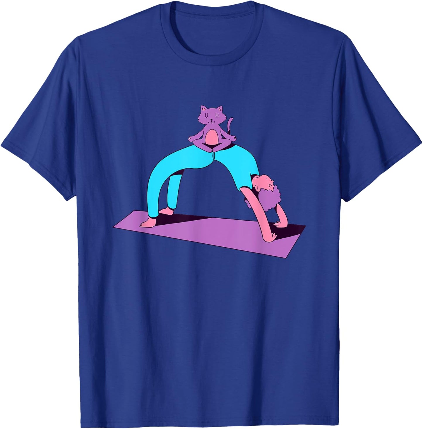 Funny Yoga With A Cat Graphic Men Women T-Shirt - T-Shirt | Royal