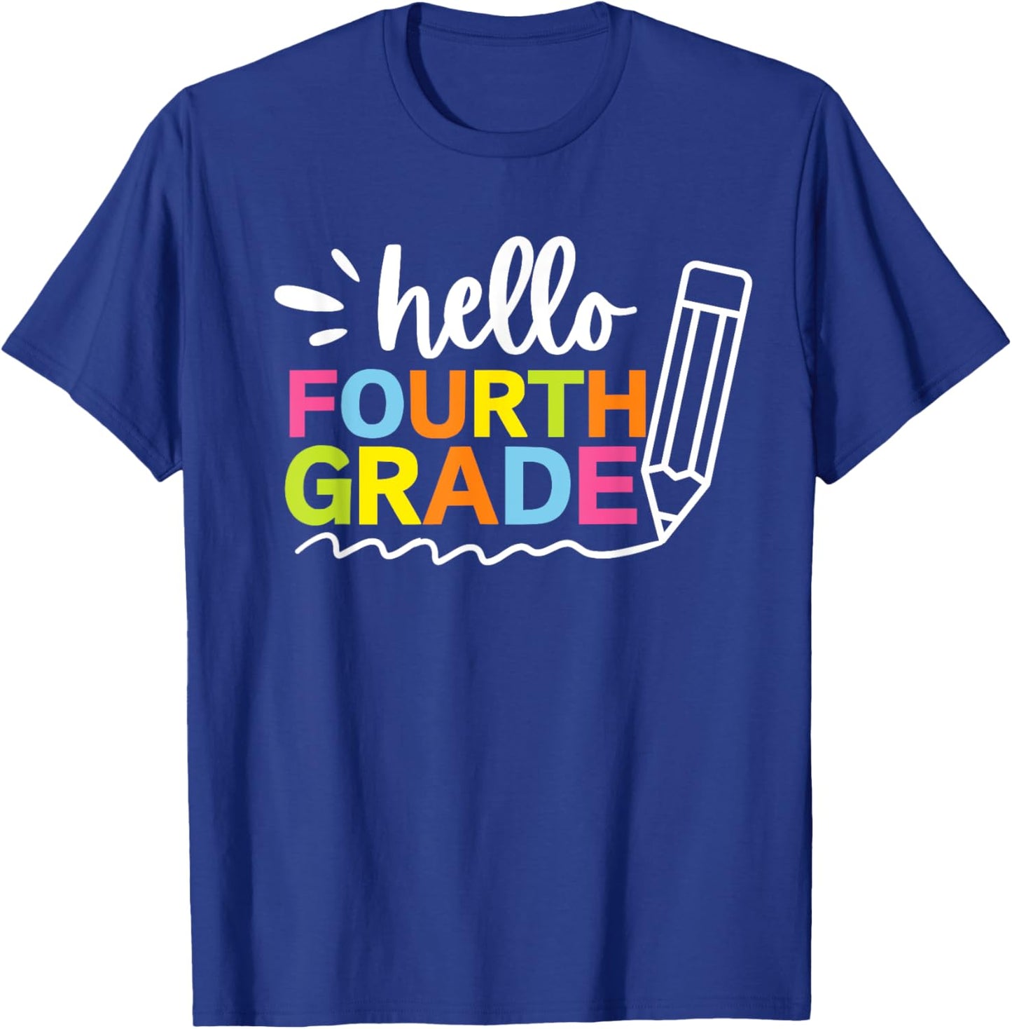 Hello Fourth Grade Back to School - Team 4th Grade Teacher T-Shirt - T-Shirt | Royal