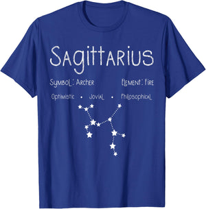 Retro Distressed Sagittarius Symbol Zodiac Sign Birthday T-Shirt - T-Shirt | Royal