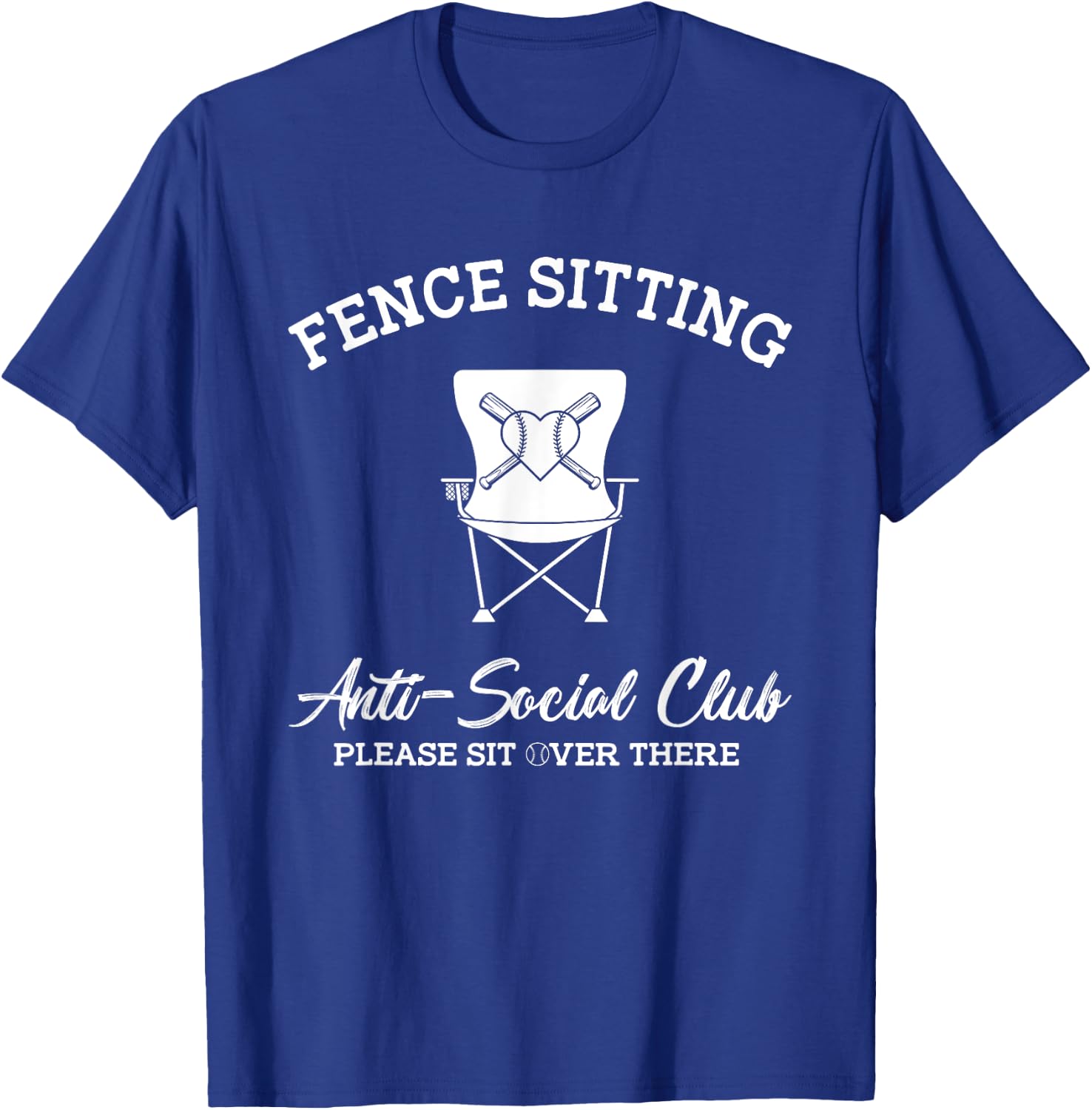 Fence Sitting Anti-Social Club Please Sit Over There T-Shirt - T-Shirt | Royal