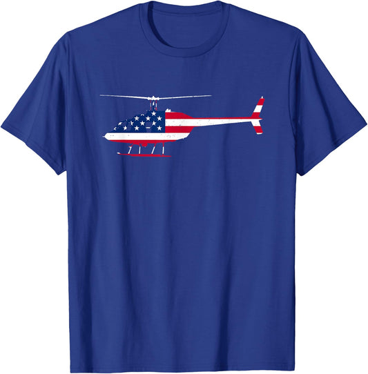 American Flag Patriotic Helicopter Pilot Mechanic US T-Shirt - T-Shirt | Royal