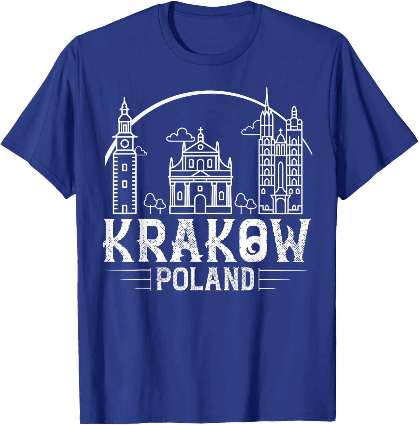 Krakow Poland City Skyline Map Travel T-Shirt - T-Shirt | Royal