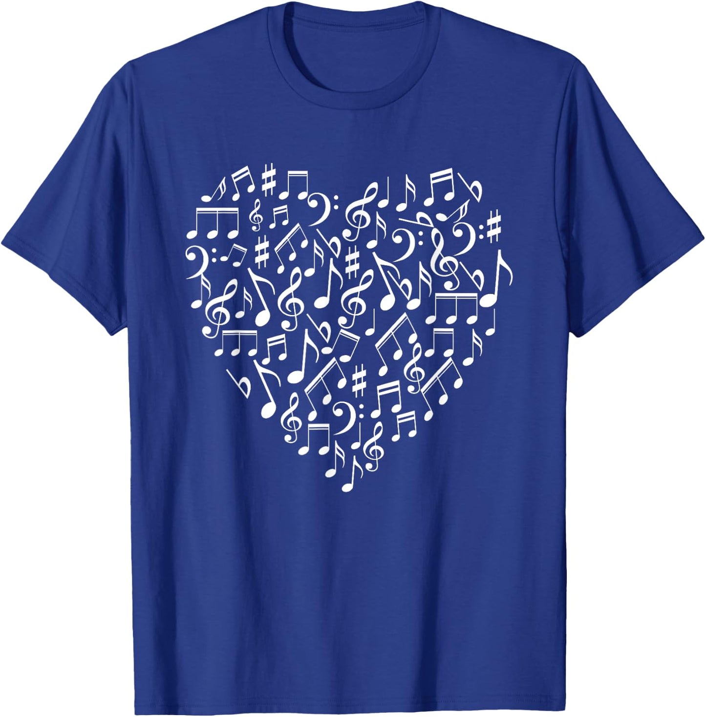 Heart Shaped Music Notes Funny Singer Band Player Gag Outfit T-Shirt - T-Shirt | Royal
