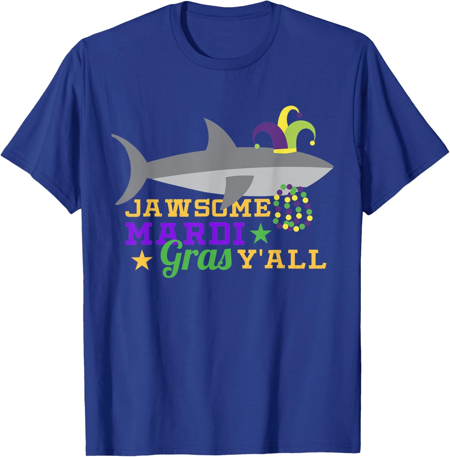 Jawsome Mardi Gras Y'all Outfit Boys Shark Carnival Costume T-Shirt - T-Shirt | Royal
