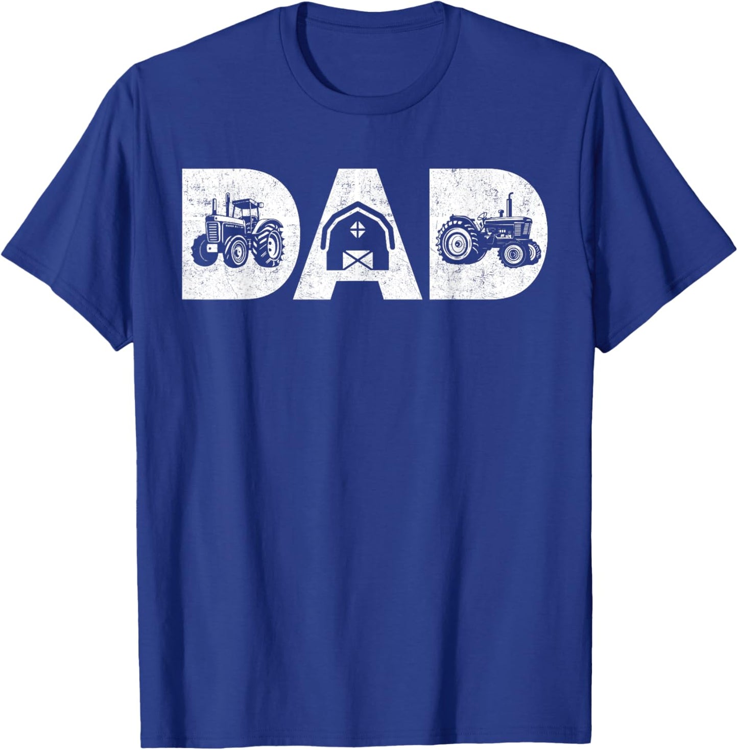 Vintage Farming Father Farm Lover Farmer Daddy Tractor Dad T-Shirt - T-Shirt | Royal