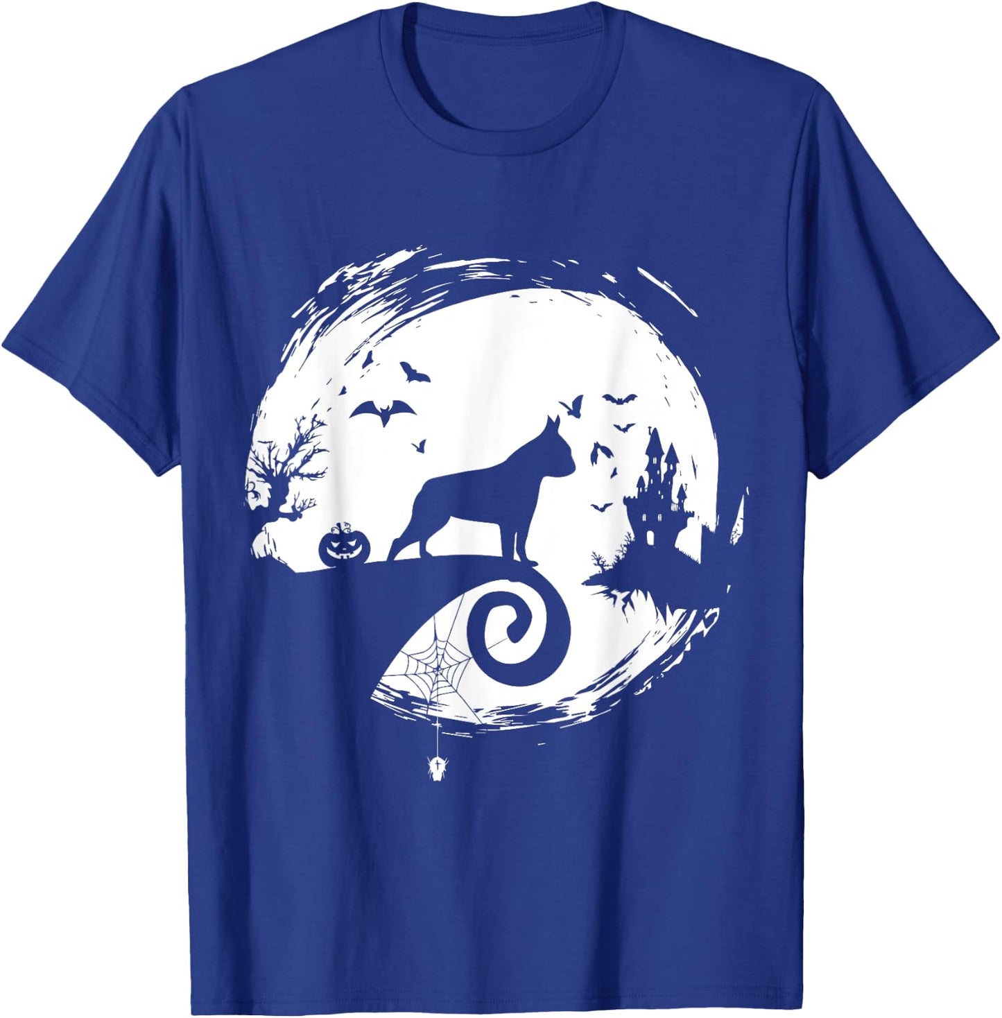 Boston Terrier Halloween Costume Bostie Moon Silhouette T-Shirt - T-Shirt | Royal