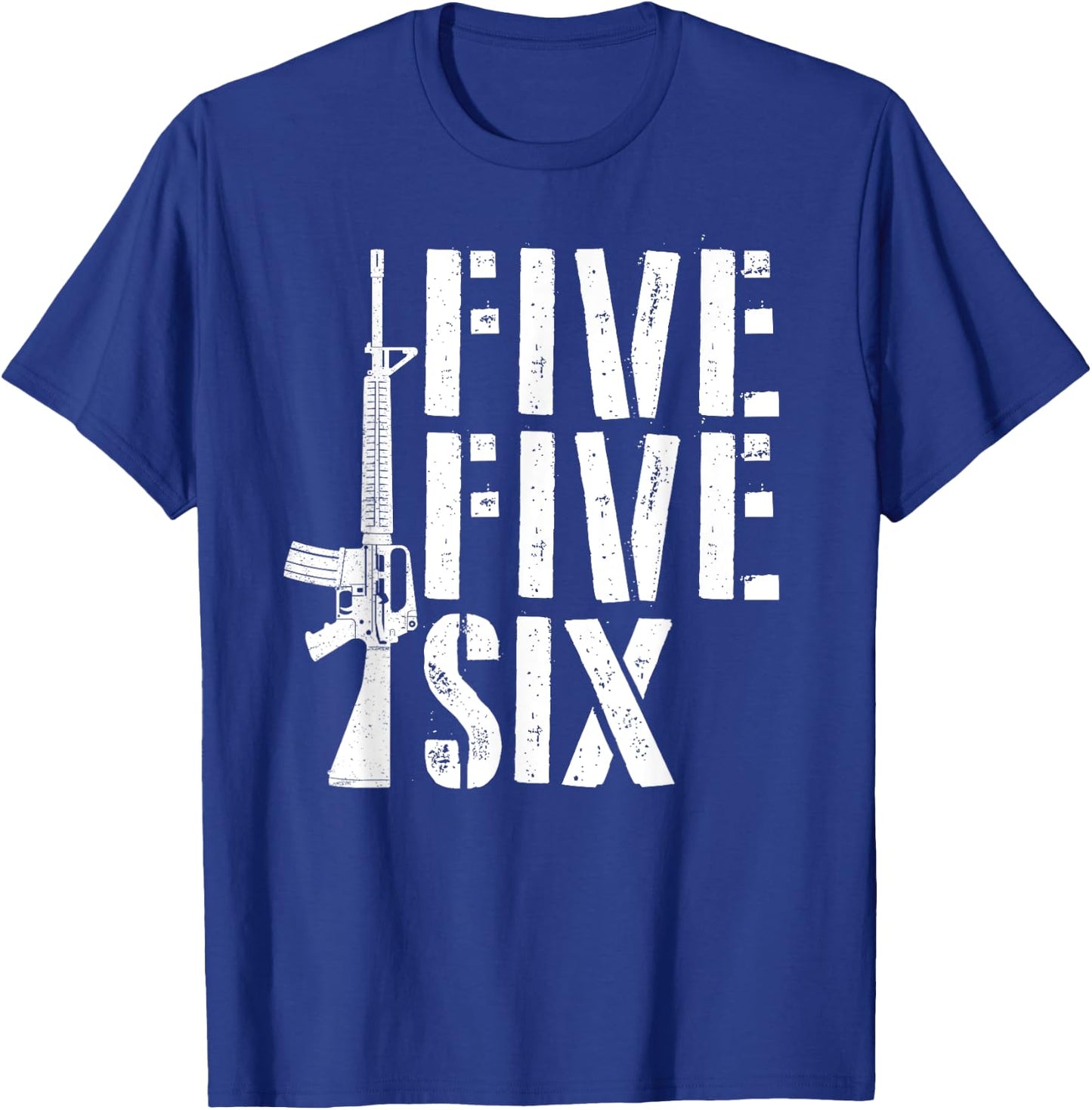Five Five Six Gun Ammo Range 5.56mm Rifle M16 Assault Rifle T-Shirt - T-Shirt | Royal