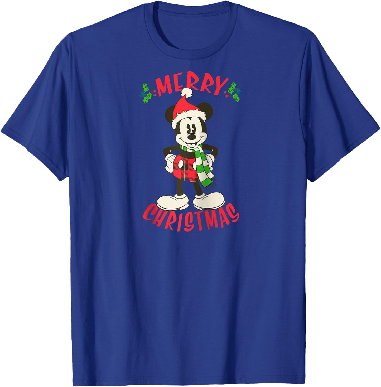 Disney Vintage Mickey Mouse Christmas Holiday Raglan Baseball T-Shirt - T-Shirt | Royal