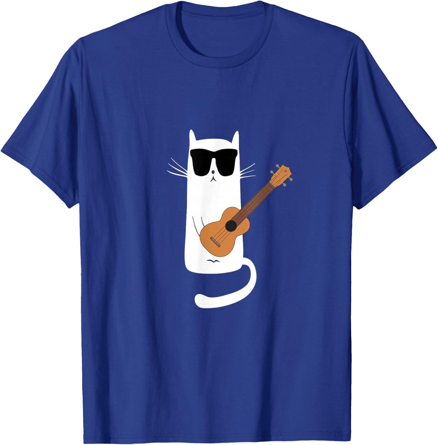 Funny Cat Wearing Sunglasses Playing Ukulele T-Shirt - T-Shirt | Royal