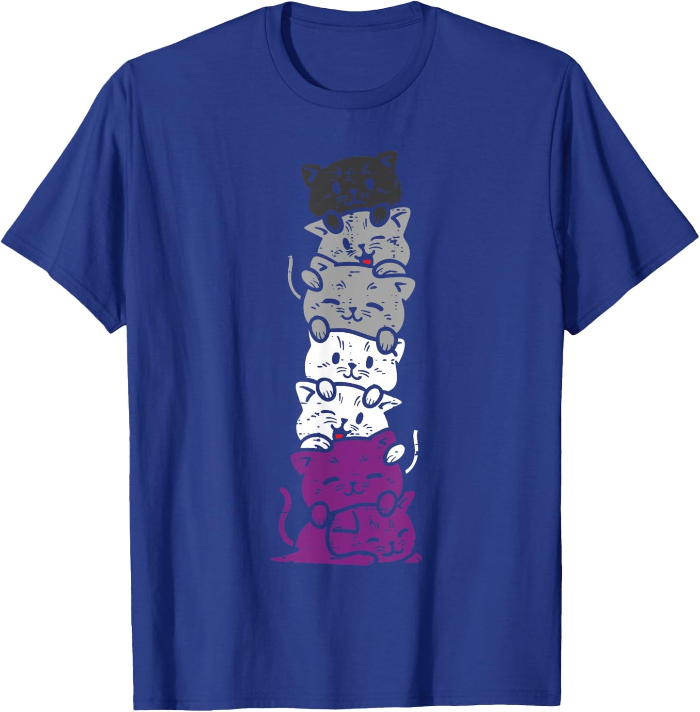 Cat Stack Asexual Pride Cute Ace Flag Animal Pet Lover Gift T-Shirt - T-Shirt | Royal