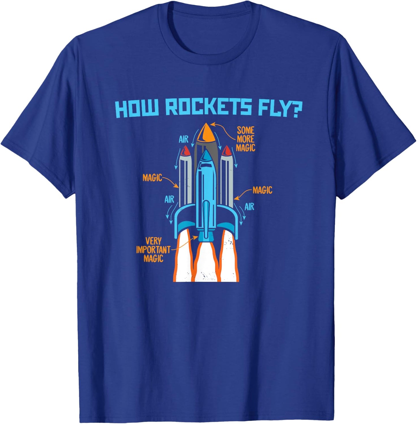 How Rockets Fly Magic Air Aerospace Engineering Scientist T-Shirt - T-Shirt | Royal