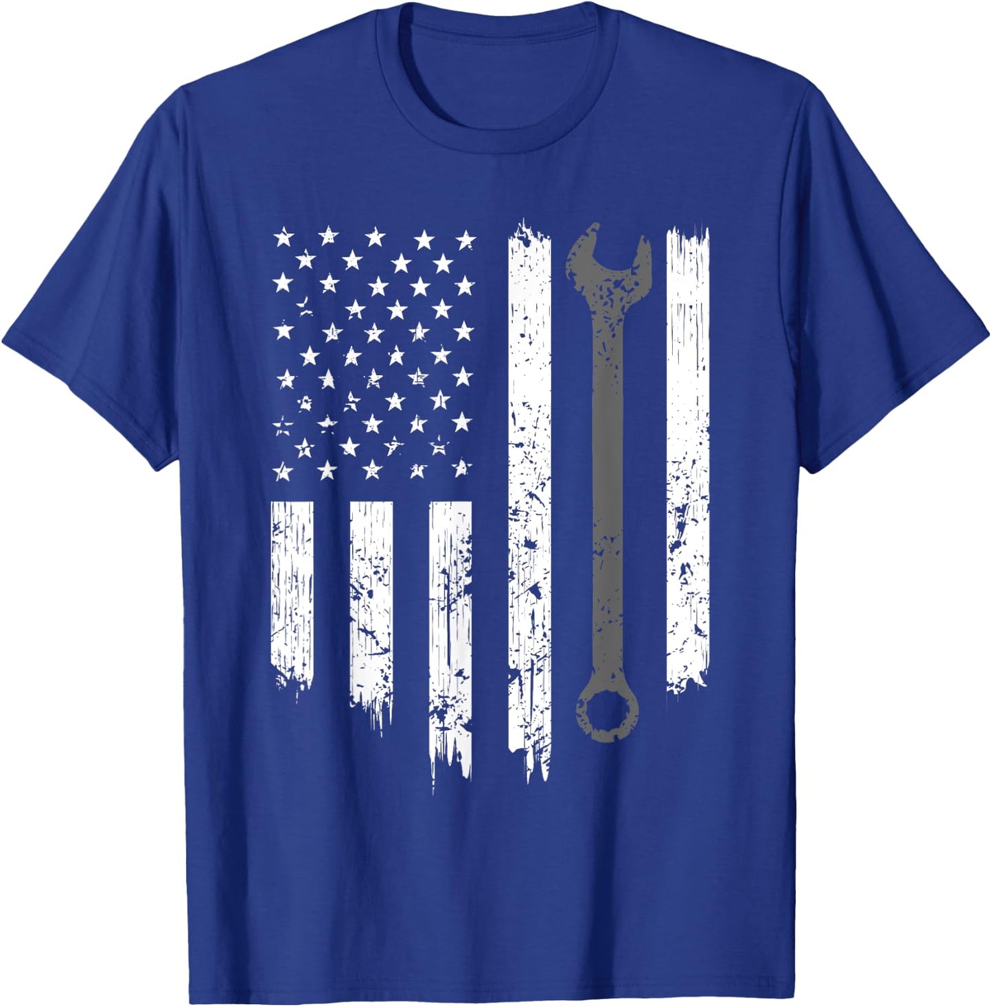 Funny Vintage Mechanic Distressed American Flag Gift T-Shirt - T-Shirt | Royal