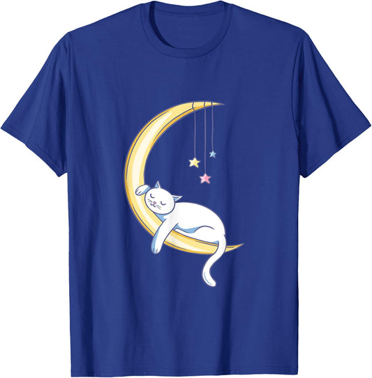 Sleeping Cat On Moon T-Shirt - T-Shirt | Royal
