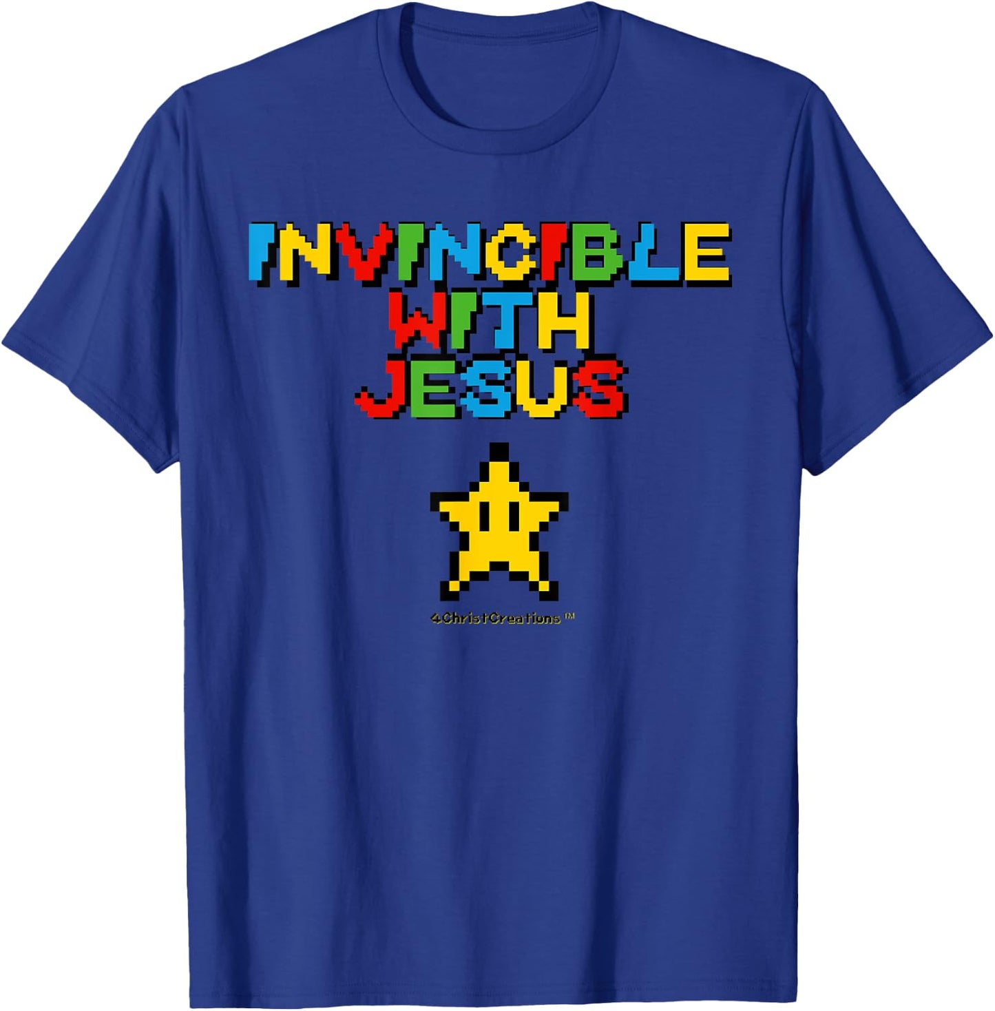 Invincible With Jesus Christian Gamer Inspiration & Faith T-Shirt - T-Shirt | Royal