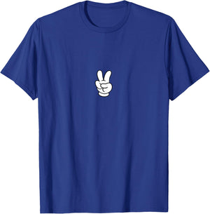 Mickey And Friends Peace Sign Iconic Mickey Glove Chest Logo T-Shirt - T-Shirt | Royal