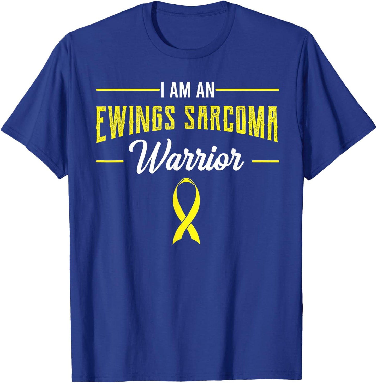 I Am A Warrior Ewing's Sarcoma Bone Cancer Awareness Ribbon T-Shirt - T-Shirt | Royal
