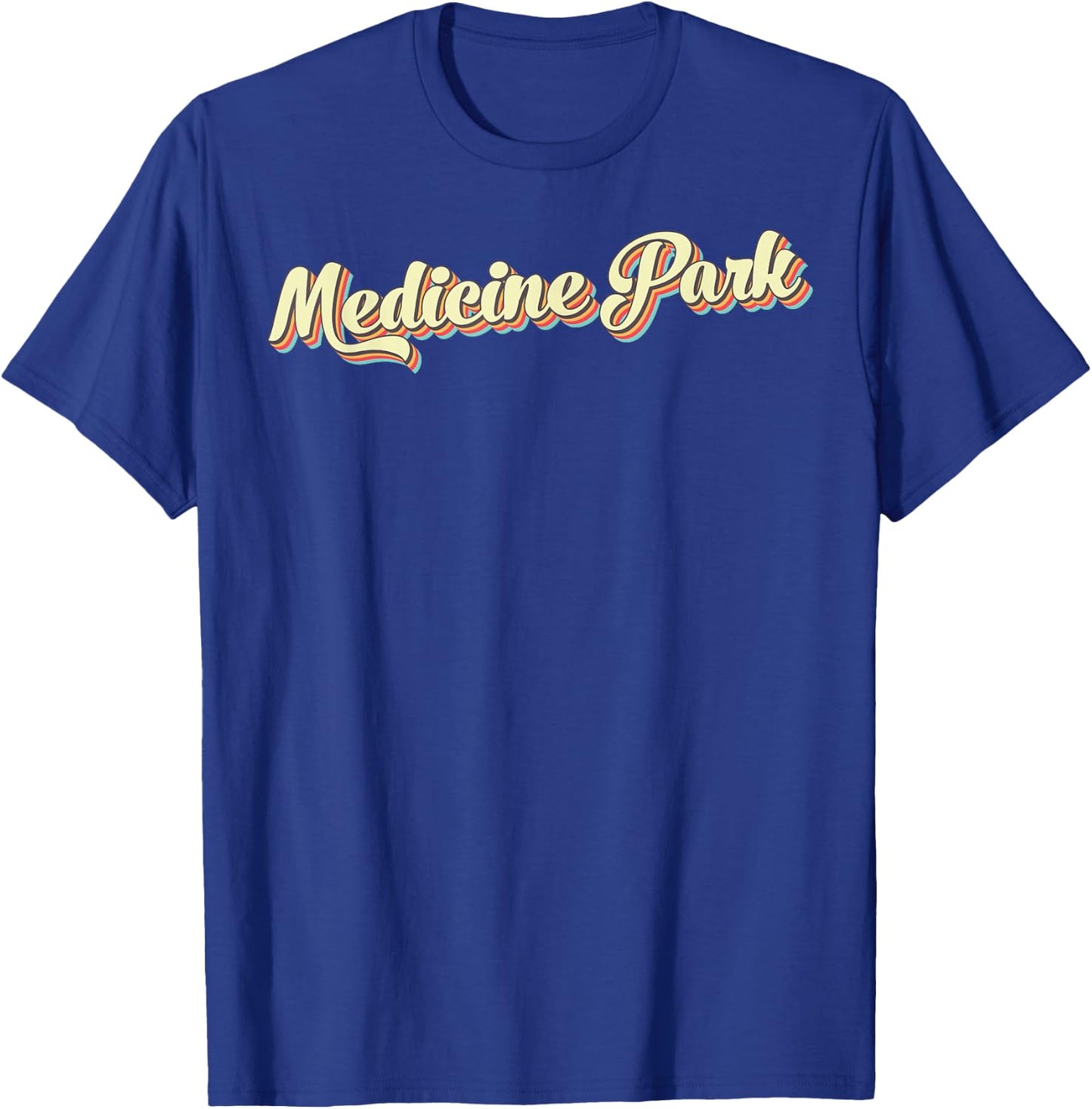 Medicine Park Retro Art Baseball Font Vintage T-Shirt - T-Shirt | Royal