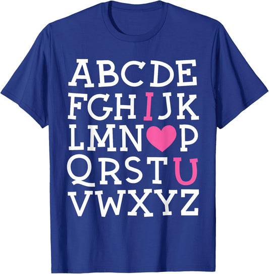 Valentines Day ABC I Love You Alphabet Teacher Girls Boys T-Shirt - T-Shirt | Royal