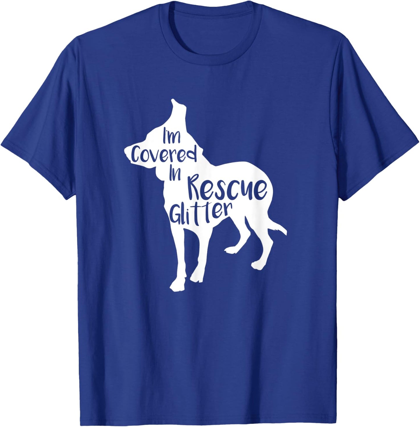 Rescue Dog Love Hair Rescue Fur Glitter T-Shirt - T-Shirt | Royal