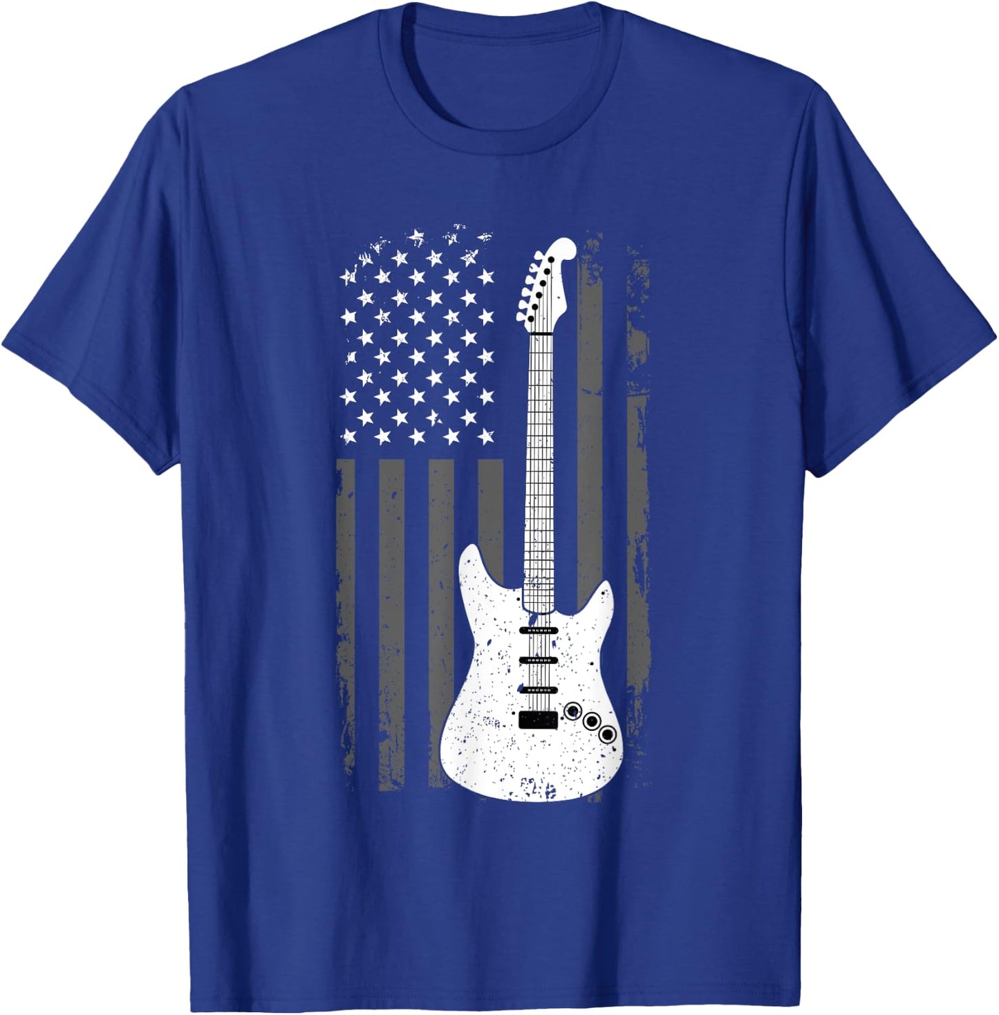 Guitar American US Flag Music Player Electric Guitarist Gift T-Shirt - T-Shirt | Royal