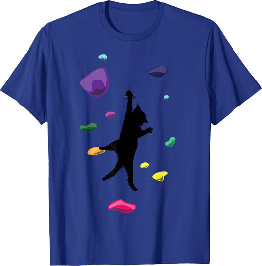 Cat Rock Climbing Art Women Kid Carabiner Bouldering T-Shirt - T-Shirt | Royal