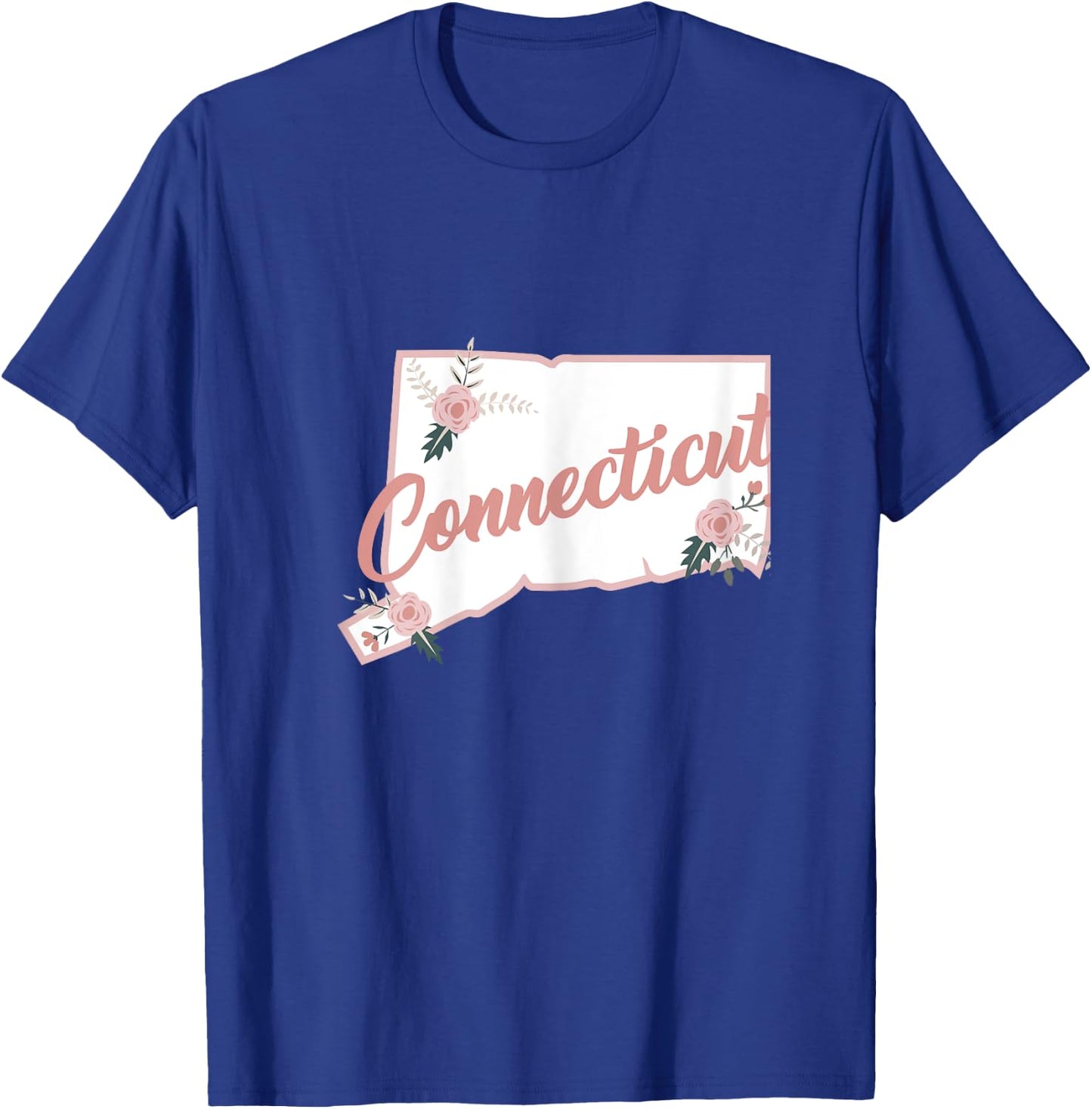 Cute Connecticut State Floral Rose T-Shirt - T-Shirt | Royal