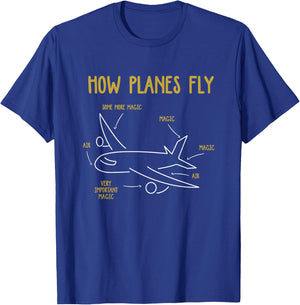 Funny Aeronautical Engineering How Planes Fly T-Shirt - T-Shirt | Royal