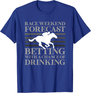 Funny Horse Racing Jockey Racer Track Rider Drinking Gifts T-Shirt - T-Shirt | Royal