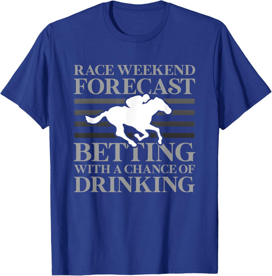 Funny Horse Racing Jockey Racer Track Rider Drinking Gifts T-Shirt - T-Shirt | Royal