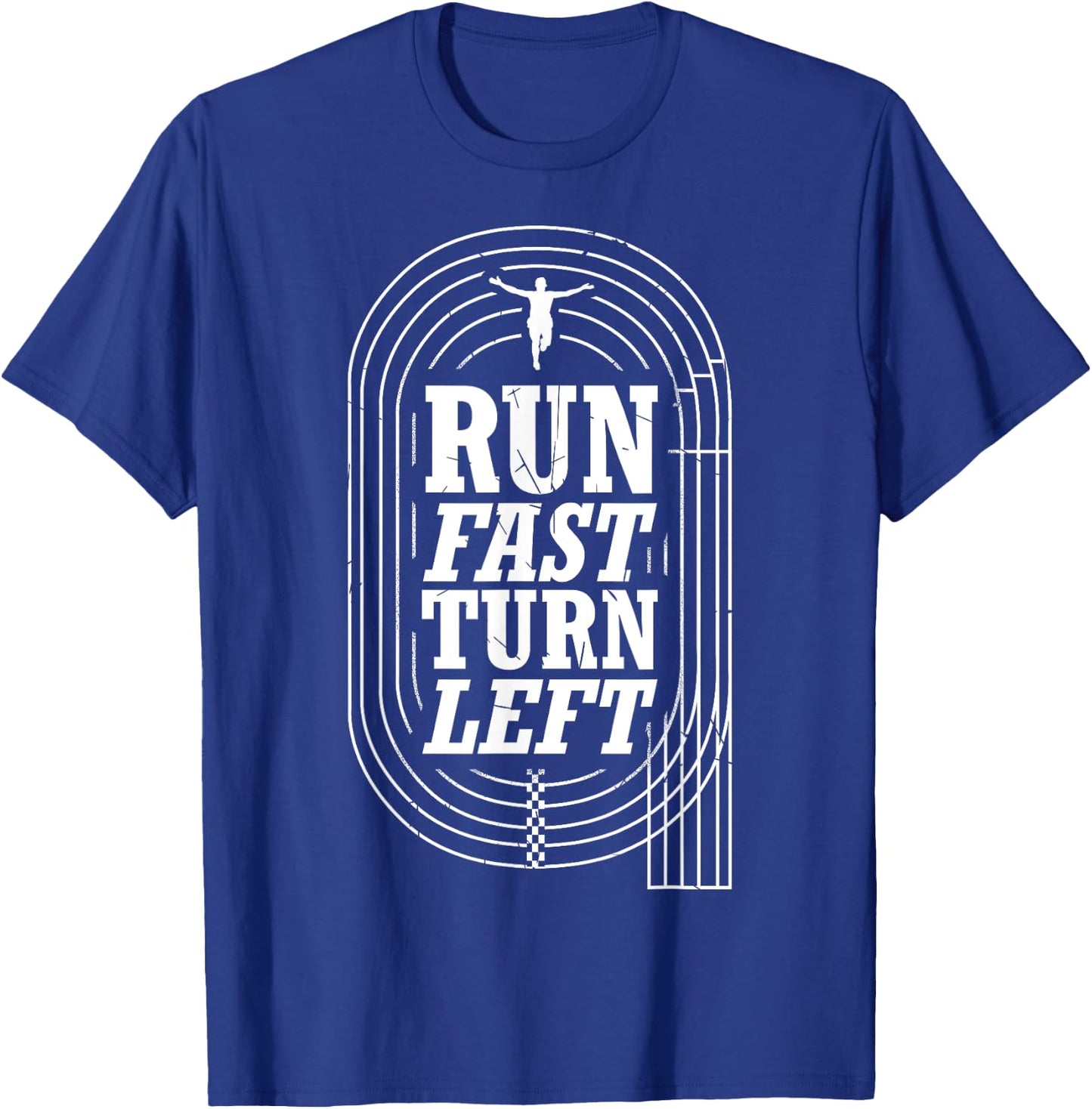 Funny Track and Field Design Run Fast Turn Left Small T-Shirt - T-Shirt | Royal
