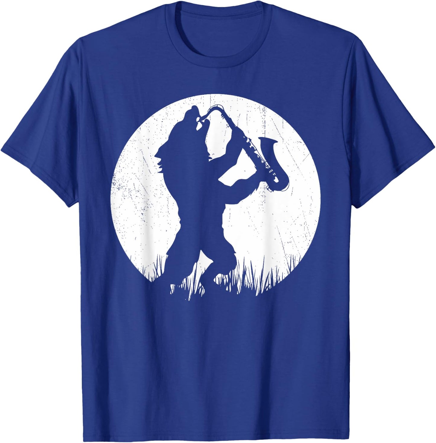 Werewolf Saxophone Player Moonlight Silhouette T-Shirt - T-Shirt | Royal