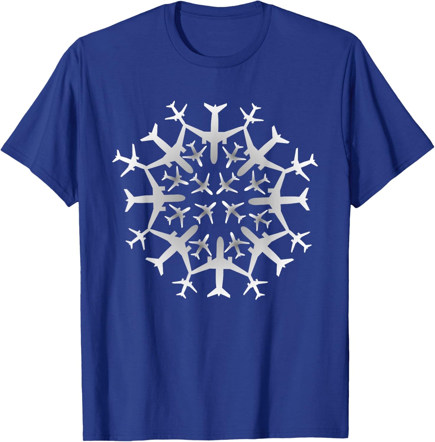 Pilot Gift Snowflake Airplanes Christmas Snow Aviation Plane T-Shirt - T-Shirt | Royal